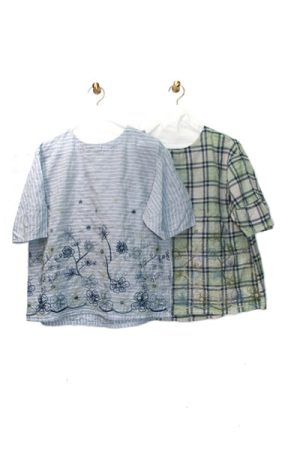 6119-CN_シャーリング刺繍チュニック(身丈66)(5分袖)_￥17,380(税込)