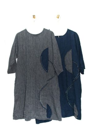 8115-AO_先染インディゴチュニックO.P(身丈95)(7分袖)_￥25,300(税込)