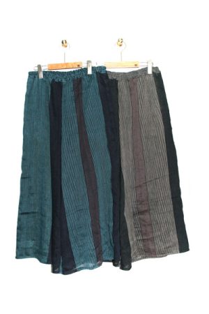 9117-BN_滋賀麻ボーダーフレアーパンツ_￥24,200(税込)