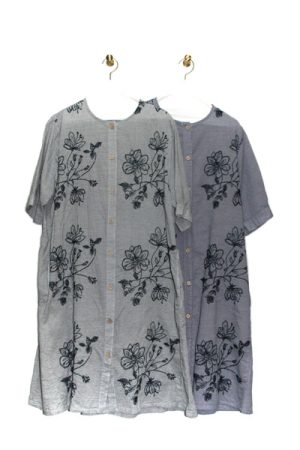 9121-CN_PuボーダーレースチュニックO.P(身丈100)(5分袖)_￥26,400(税込)