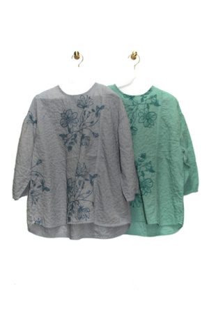 9123-CN_ギンガムチェックレースチュニック(5分袖)_￥18,480(税込)